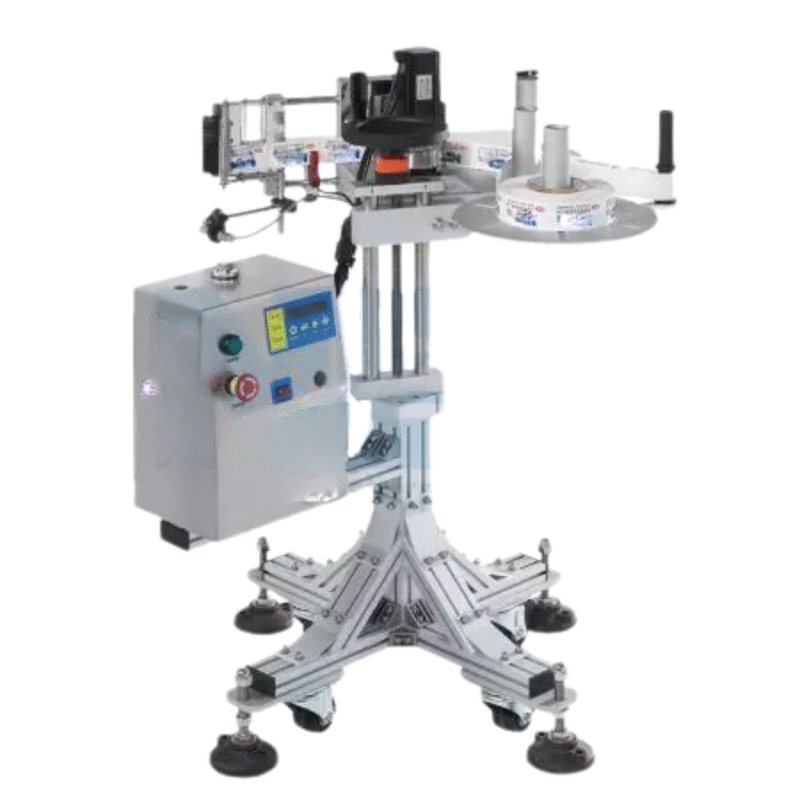 Automatic Side Label Applicator (with Stand) Labeling Speed: 30~90 pcs/min (depends on label and product sizes) Labeling Motor: Stepper Motor Label Size: (Length) 20-250 mm, (Width) 10-100 mm Label Roll: Inner Diameter 75 mm, Outer Diameter 300 mm Accuracy: ± 1 mm Power Supply: 110 or 220 VAC, 50/60 Hz ※ Actual product specifications may vary