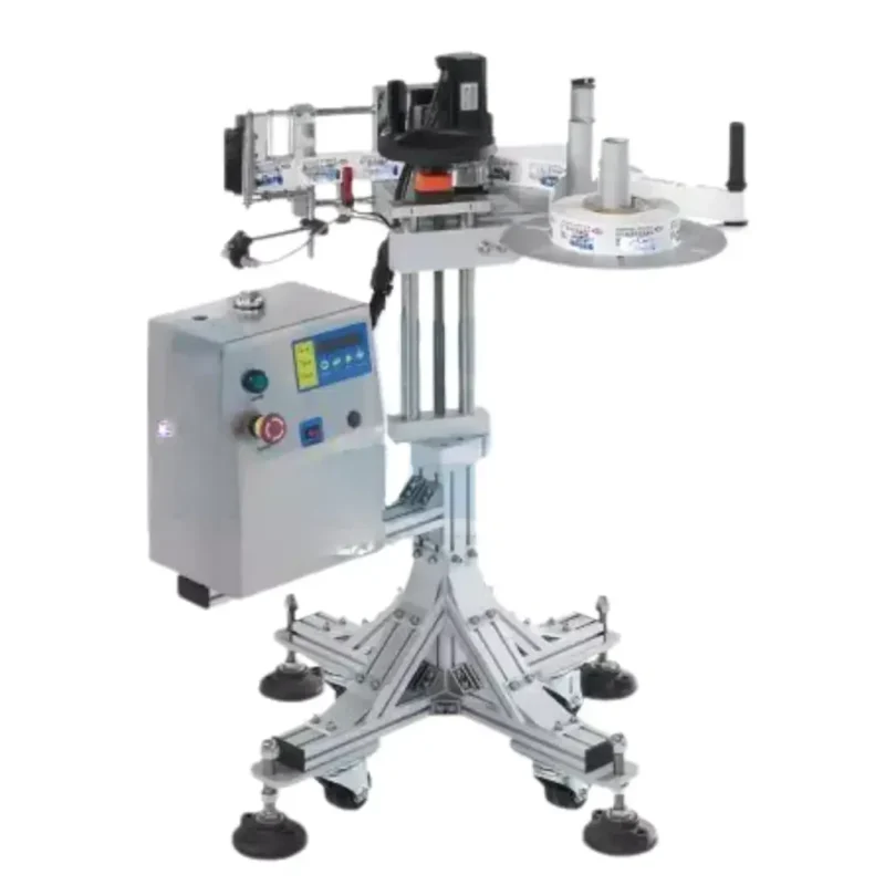 Automatic Side Label Applicator (with Stand) Labeling Speed: 30~90 pcs/min (depends on label and product sizes) Labeling Motor: Stepper Motor Label Size: (Length) 20-250 mm, (Width) 10-100 mm Label Roll: Inner Diameter 75 mm, Outer Diameter 300 mm Accuracy: ± 1 mm Power Supply: 110 or 220 VAC, 50/60 Hz ※ Actual product specifications may vary