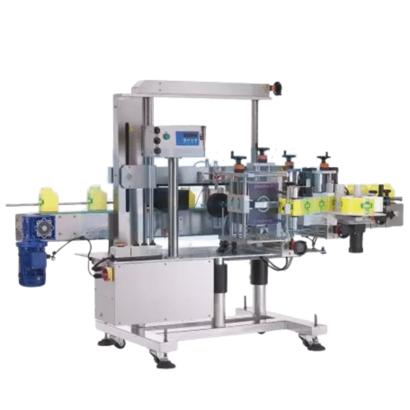 Automatic Three-sided Labeling Machine Accuracy: ±1 mm Labelling Motor: Stepper Motor Product Size: Diameter 20mm–125mm, Height 30–160mm Labeling Speed: 25–50 pcs/min (according to product and label size) Label Size: Width 10–100mm, Length 20–300mm Label Roll: Inner Diameter 75mm; Outer Diameter 280mm Power Supply: 110 or 220VAC, 50/60Hz, Single Phase Machine Size: (L) 2400mm x (W) 1200mm x (H) 1500mm