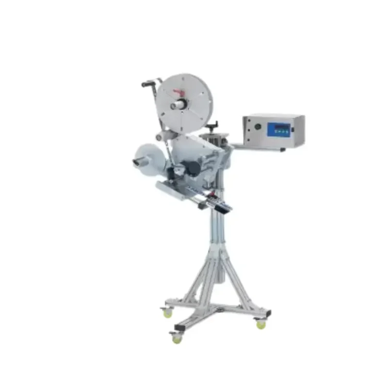 Automatic Top Labeler with Stand Labeling Motor: Stepper Motor Labeling Speed: 30–60 pcs/min (depending on label size and product) Label Size: Length 10–250 mm; Width 10–100 mm Label Roll: Inner Diameter 75 mm; Outer Diameter 300 mm Machine Size: (L) 680 mm × (W) 520 mm × (H) 1380 mm Accuracy: ±1 mm Power Supply: 110 or 220 VAC, 50/60 Hz
