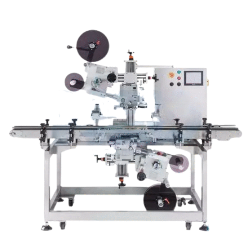 Top and Bottom Tamp Labeling Machine Speed: 20-40pcs/min Labeling width: 10-100mm Labeling length: 20-300mm Accuracy: ±1mm The labeling head is driven by a stepper motor Label reel: (ID) 75mm (OD)300mm Power requirement: Single phase, 110 or 220 VAC, 50/60Hz Machine dimension: (L)2001 mm (W)803mm (H)1700mm