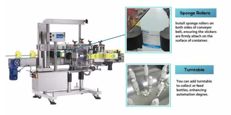 Automatic Three-sided Labeling Machine Accuracy: ±1 mm Labelling Motor: Stepper Motor Product Size: Diameter 20mm–125mm, Height 30–160mm Labeling Speed: 25–50 pcs/min (according to product and label size) Label Size: Width 10–100mm, Length 20–300mm Label Roll: Inner Diameter 75mm; Outer Diameter 280mm Power Supply: 110 or 220VAC, 50/60Hz, Single Phase Machine Size: (L) 2400mm x (W) 1200mm x (H) 1500mm
