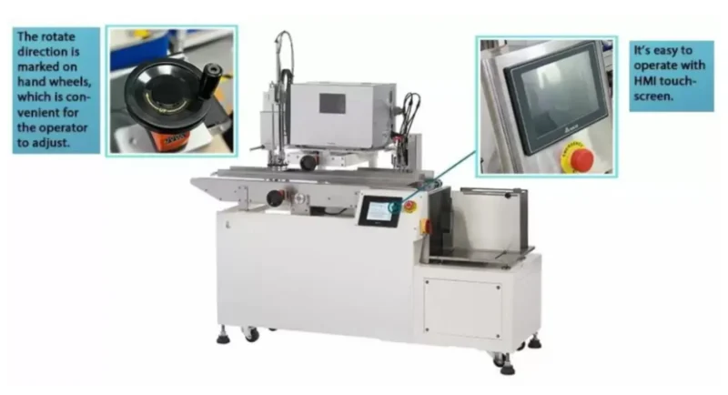 Automatic Print and Apply Labeling system with Bag Feeder Labelling Motor: Stepper Motor Labeling Speed: 10–30 pcs/min (depending on product and label size) Label Size: Length 10–100 mm, Width 10–100 mm Power Supply: 110 or 220 VAC, 50/60 Hz, Single Phase Machine Size: (L) 1700mm x (W) 500mm x (H) 1550mm