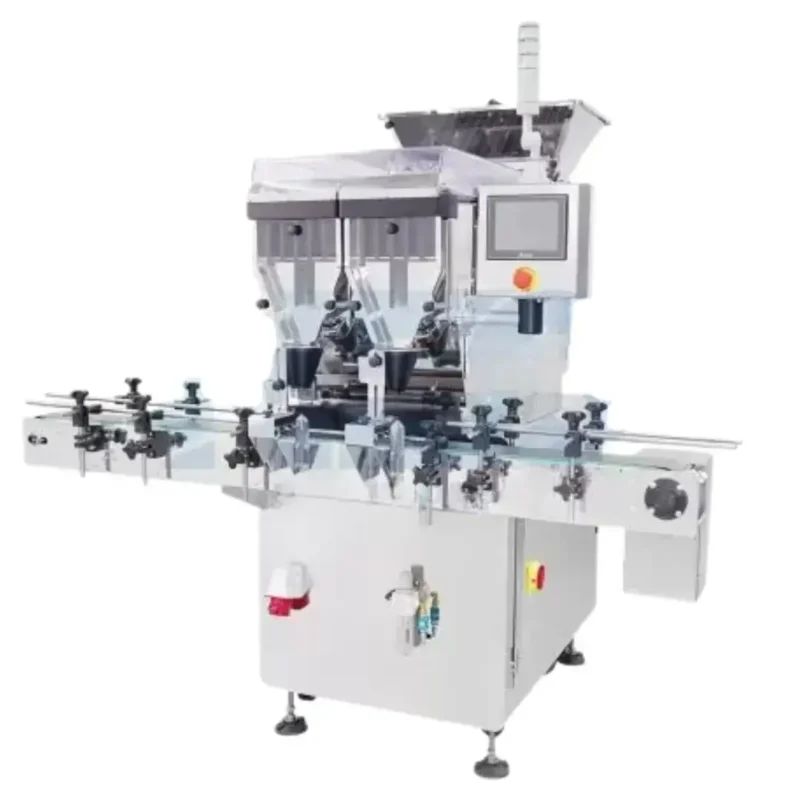 Automatic 12-channel Tablet & Capsule Counting Machine TM4600 Automation Level: Fully Automatic Tablet/Capsule Size : (Dia.)4~40mm; (H)>4mm: NO.000~NO.5 Counting Speed: 2200-6000 pcs/min (depending on product size and shape) Accuracy: 100% (with proper speed) Bottle Size : (Dia.)38-100mm; (H)60~220mm Power Supply : 110 or 220VAC, 50/60Hz, single phase (Electrical system per overseas regulations is available) Air Supply: 40~60 PSI Machine Size : (L)2100mm (W)1504mm (H)1754mm ※ Actual product specifications may vary