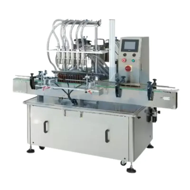 Automatic 6-Nozzle Overflow Filler Filling speed: 25~40 bpm (depends on product viscosity and bottle size) Filling range: 100~4000ml (can be customized) Accuracy : ± 1% Voltage: 110 or 220 VAC