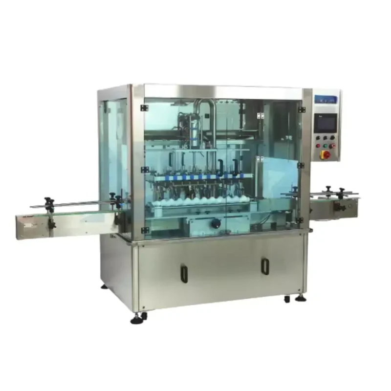 Automatic Bottle Filling Machine Specialty product: Foamy Product Filling speed: Up to 250ml/sec Filling range: Up to 4000ml Filling accuracy: ±0.5% Machine dimension: (L) 2800mm(W) 1500mm(H) 2400mm Machine weight：410 KG Power supply：110/220VAC, 50/60HZ, Single phase Air pressure requirement：90 PSI/3 CFM