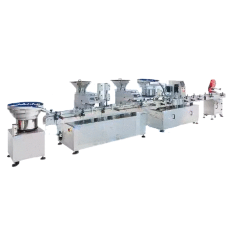 Automatic Counting Capping And Labeling Line Tablet Capsule Counter Counting speed: 1200 ~ 2000 pcs/min (depends on product size) Tablet size: height > 2mm, diameter 2 ~ 40mm Accuracy: 100% at proper speed Air consumption: 2CFM at 90 PSI Voltage: 110 or 220 VAC Capping Machine Capping speed: 20 ~ 40 pcs/min (depends on bottle and cap size) Cap Type: All kinds of screw caps Air consumption: 5 Kg Voltage: 110 or 220 VAC Labeler Labeling speed: 20 ~ 60 pcs/min (depends on product and label size) Label size: (W) 10 ~ 100 mm / (L) 20 ~ 250mm Label reel: Inner diameter 75mm / Outer diameter 300mm Accuracy: ± 1mm Voltage: 110 or 220 VAC