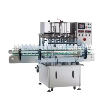 Automatic Gear Pump Liquid Filler Filling range: 50~4000ml Filling speed: 50~250 ml/ sec, 20~40 bottles/min Accuracy: ± 1% Power supply: 220VAC, single phase Machine size: (L)1800mm (W)1050mm (H)1800mm