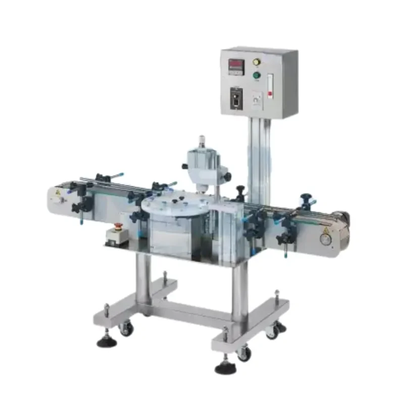 Automatic Vial Crimper Capping speed: 20-40 pcs/min (depending on the size of bottles and caps) Cap types: Aluminum caps for the vial Air pressure requirement: 5 kg Voltage: 110 or 220 VAC Driving device: Brushless DC electric motor