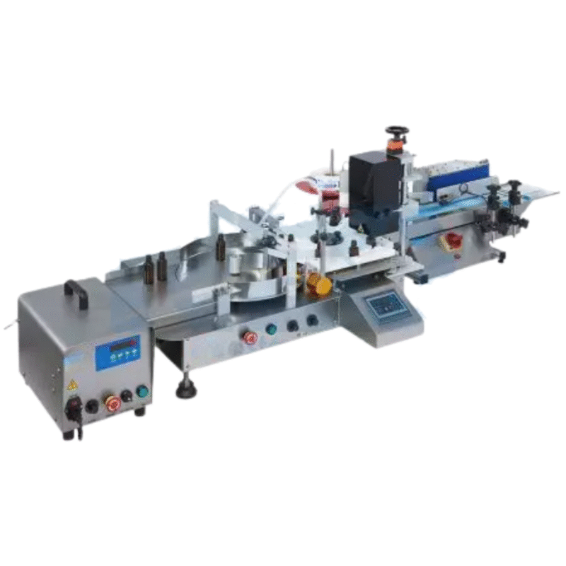 Compact Filling Line (Filler Capper Labeler) Filling range: 5-150ml Capping speed: 1000/hr (depends on bottle and cap size) Cap type: caps Bottle size: Dia : 15~50mm / Height : 30~60mm Voltage: 110 or 220 VAC