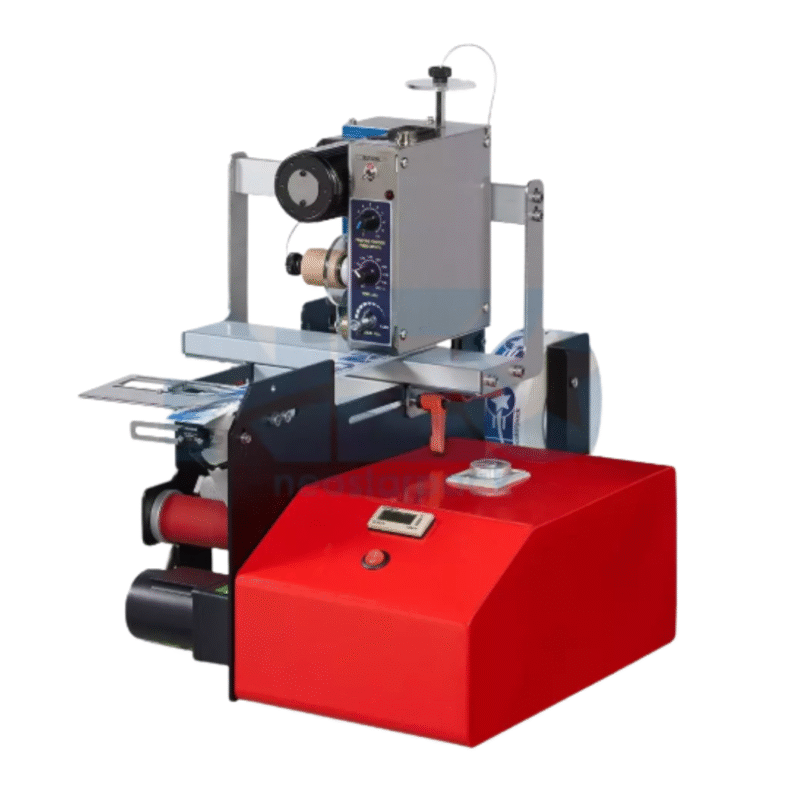 Label Dispenser With Date Printer Coding area: 1-3 lines, 1-14 alphabets for each line. Front height: 2-3mm (copper) Dispensing speed: 6 meters/ minute Label dimension: (L)20-100 mm (W)20-100 mm Carbon Ribbon: 100-122 meter Spare part: hot stamp carbon ribbon Power supply: 110/220 VAC, 50/60 Hz, 110W Dimension: (L)690 mm (W)340mm (H)445mm