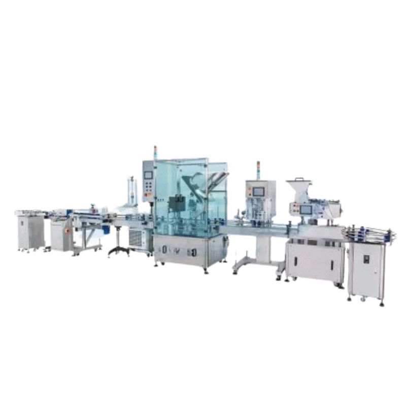 Nutraceutical and Pharmaceutical Packaging Line (Counter - Cotton Inserter - Capper - Labeller) Tablet Capsule Counting Machine: Size: (Dia.) 2 ~ 40mm (H) 2mm at least Counting Speed: 500 ~ 700 pcs/min Counting accuracy: 100% Machine size: (L) 1250mm (W) 1000mm (H) 1400mm Weight: 150KGS Cotton Inserting Machine: Speed: 20-30bpm Cotton type: Strip cotton Cotton length: 1-12cm Machine size: (L) 600mm (W) 900mm (H) 1500mm Weight: 80KGS Automatic Capping Machine Cap type: General screw cap, plastic cap, and round cap Cap diameter: 25 ~ 55mm Capping speed: 25-30BPM Machine size: (L) 1300mm (W) 1100mm (H) 1800mm Weight: 480KGS Bottle Labeling Machine Bottle Shape: Round bottle, round can Label type: Non-transparent Label size: (Width) max. 100mm (Length) max. 300mm Label roll: (inner diameter) 75mm (outer diameter) 300mm Machine size: (L) 1400mm (W) 1000mm (H) 900mm Weight: 100KGS Power and Air pressure requirement: Power supply: 110/220VAC, 50/60Hz, 1 Phase Air pressure requirement: 90PSI/2CFM