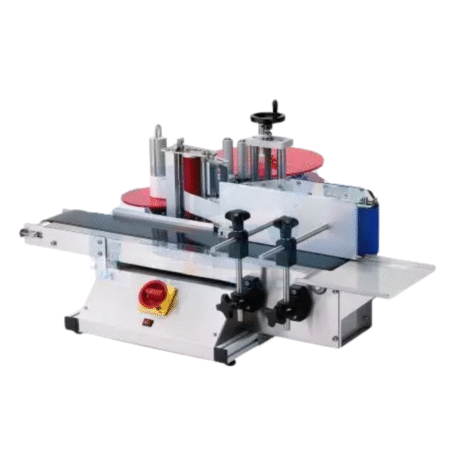 Tabletop Bottle Labeling Machine (Standard Model) Labeling Speed: 20–50 btls/min (depending on the size of the bottle and label) Bottle Size: Diameter 16 mm–100 mm, Height 30–160 mm Label Size: Width 10–100 mm, Length 10–300 mm Label Reel: Inner Diameter 75 mm, Outer Diameter 300 mm Power Supply: 110 or 220 VAC, 50/60 Hz Machine Size: (L) 950 mm × (W) 890 mm × (H) 450 mm