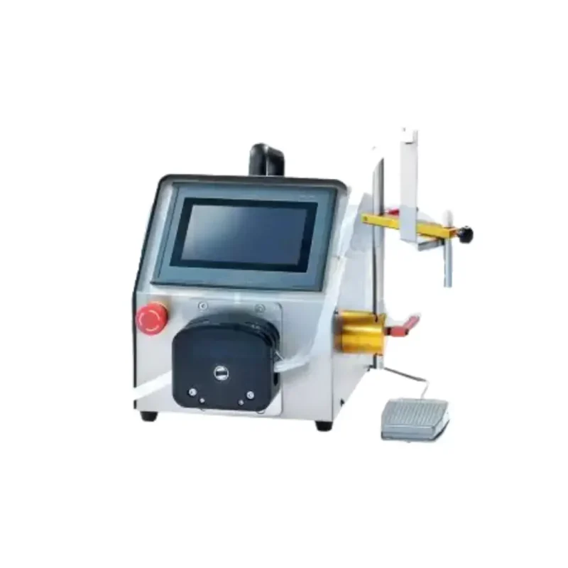 Tabletop Peristaltic Pump Liquid Filling Machine Filling range: 5~500ml Filling speed: 5- 50ml/sec Filling accuracy: ±0.5%~1% Power supply: 110 or 220VAC; 50Hz/60Hz; single phase Machine dimension : (L)459.7mm(W)493.4mm(H)419.1mm