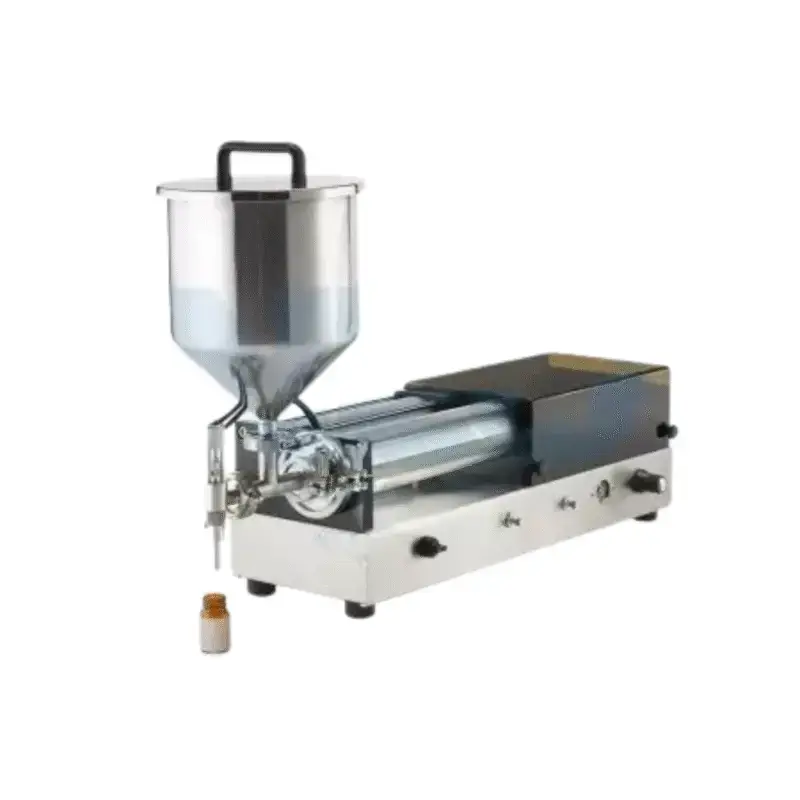 Tabletop Piston Filling Machine Filling volume: 5~200ml Filling speed: 30~150 ml/sec (depends on the different viscosities of the liquid) Filling accuracy: ± 0.5% Air pressure requirement: 6 kgf/ cm2 Dimension: (L)1000mm (W)295mm (H)300mm