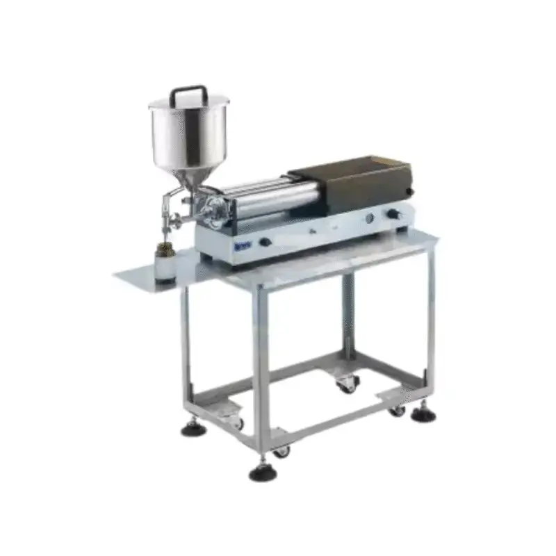 Tabletop Piston Pump Liquid Filling Machine Filling volume: 50~500ml Filling speed: 30~150 ml/sec (depends on the different viscosities of the liquid) Filling accuracy: ± 0.5% Air pressure requirement: 6 kgf/cm2 Dimension: (L)1100mm (W)290mm (H)310mm