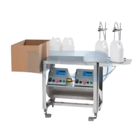 Two-nozzle bottle filler Filling range: 5-4000ml Filling speed: 50- 250ml/sec Filling accuracy: ±0.5%~1% (Subject to Liquid Type and Filling Speed) Power supply: 110 or 220VAC; single phase Machine dimension: (L)1550mm(W)400mm(H) 1300mm